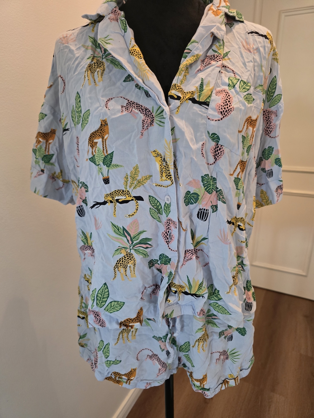 ASOS Tropical Leopard Print Button-Up Pajama Set
